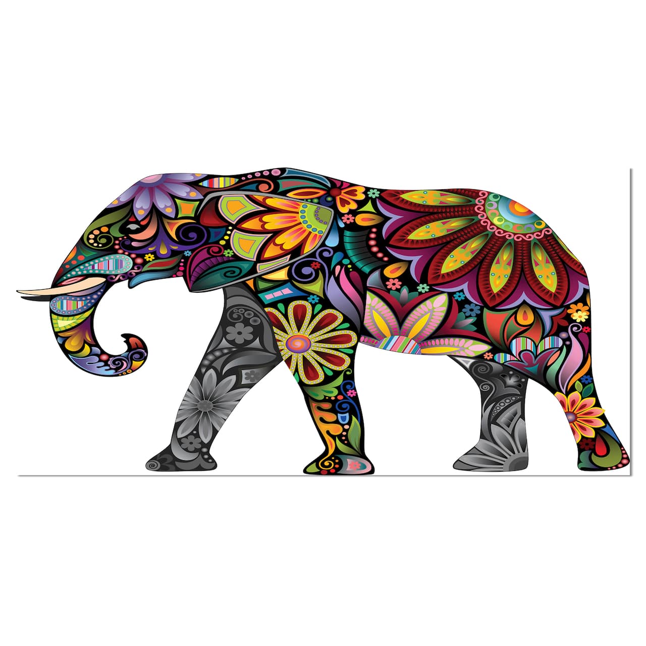 Designart - Yellow Cheerful Elephant - Animal Canvas Art Print